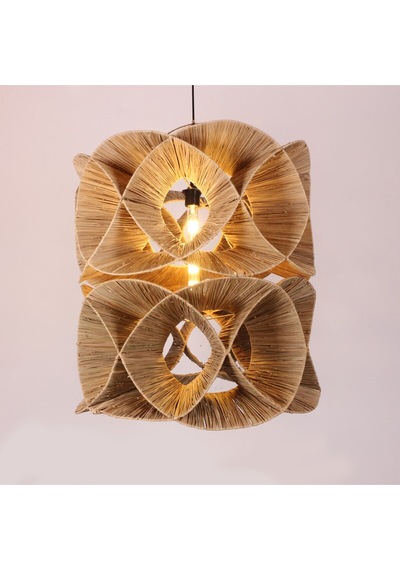 Oklid Doğal Rafya 63x65/75 Cm Katlı Aydınlatma Bej