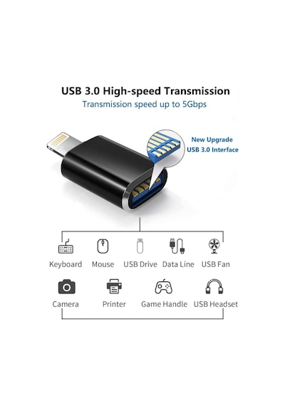 Apple Lightning Uyumlu Usb 3.0 Yüksek Hızlı Veri Aktarımı Otg Çevirici Dönüştürücü Adaptör