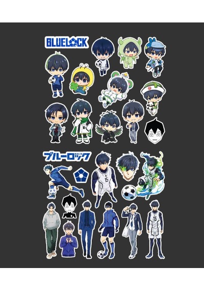 Bluelock- Yoichi Isagi -futbol Anime Telefon Sticker Seti Parlak Kağıt 2 Li - Blue Lock Mavi