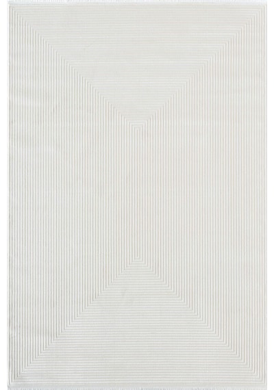 Merit Mr009a Krem Halı Geometrik Detaylı İnce Yumuşak Akrilik Modern Salon Oturma Odası Halısı-294 Bej
