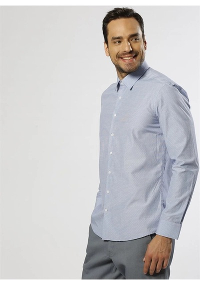 Fabrika Slim Fit Klasik Pamuklu Gömlek İtalyan Yaka Desenli Gömlek Mavi Fabrika Slim Fit Klasik Pamuklu Gömlek İtalyan Yaka Desenli Gömlek Mavi