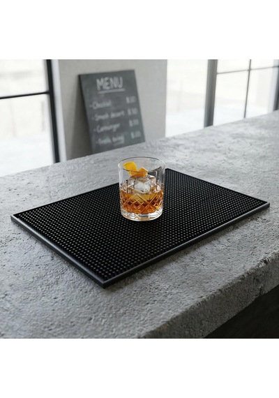 Lexroo Lüx Bar Matı 43x28 Cm Kaymaz Siyah Kauçuk Bar Ve Bulaşık Matı