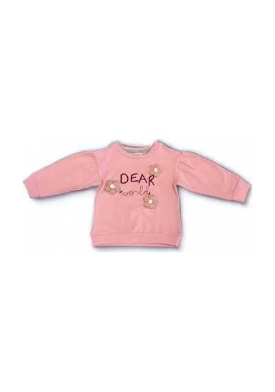 Kız Çocuk Dear Yazılı Pamuklu Eşofman Takım-14291 Pudra
