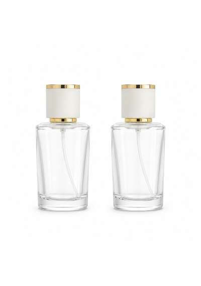 20 Adet Boş Cam Parfüm Şişe, 50 Ml, Konik Silindir Model, Şeffaf-fss-50