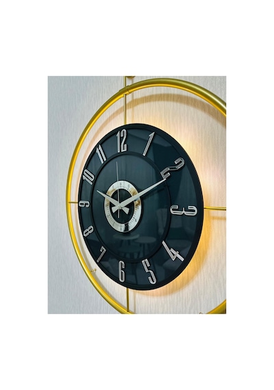 Pey Aksesuar Metal Camlı Duvar Saati 60x80 Cm Büyük Boy Işıklı Gerçek Cam Gold-füme-siyah-gümüş M61-gold-füme-siyah-gümüş