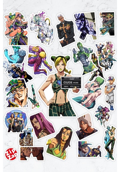Jojo No Kimyou Na Bouken Part 6 Anime Telefon Laptop Yapışkanlı Folyo Sticker Paketi 25 Adet Çok Renkli
