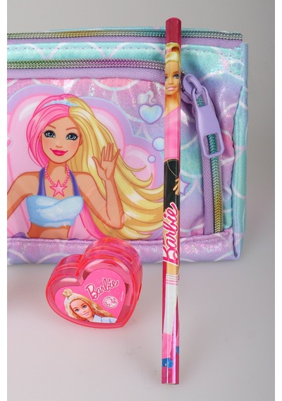 X Dekomus Lisanslı Barbie Deniz Kızı Collection Kalem Çantası,parlak Geçmeli Kalem,roket Silgi,kalpli Kalemtraş Ve Kurşun Kalem Seti Diğer