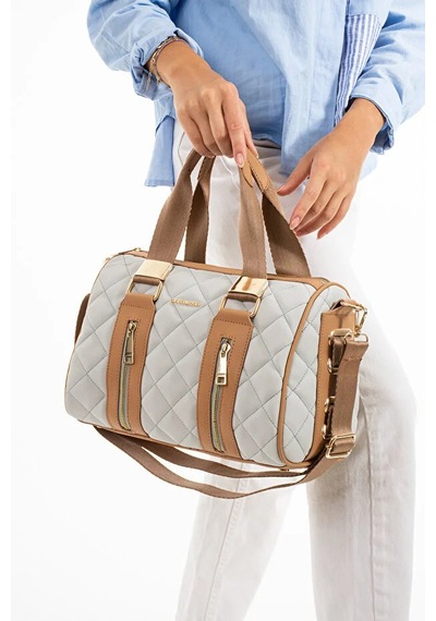Just Polo Kadın Günlük Kullanıma Uygun Ayarlanabilir Askılı Büyük Boy Lüks El & Omuz Çantası Shoulder Bag Gri