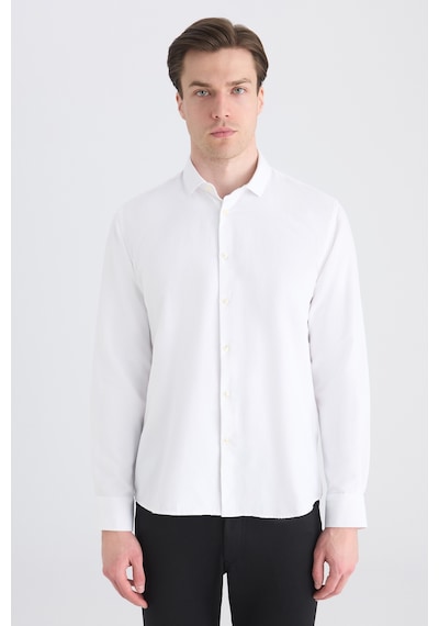 Twn Slim Fit Beyaz Armürlü Gömlek 5ef02gl11288m Çok Renkli