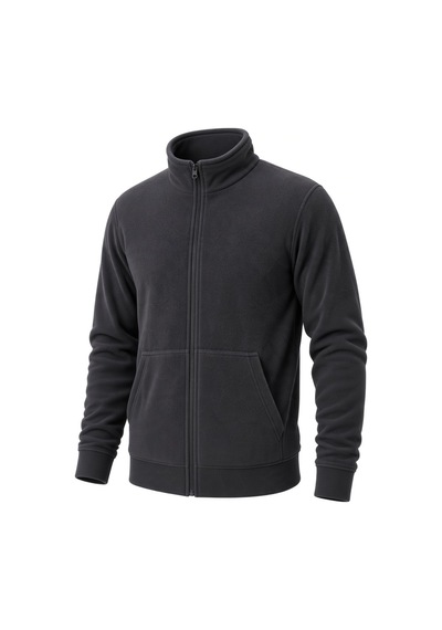 Givoria Erkek Kışlık Fermuarlı Cepli Polar Hırka Outdoor Füme Füme