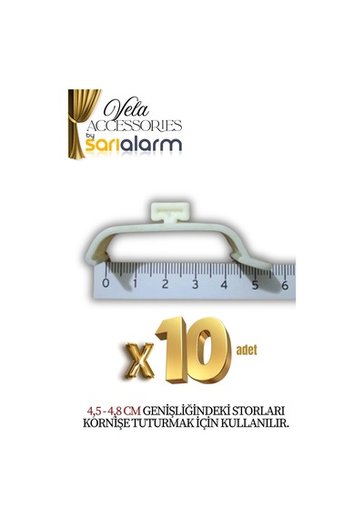 Vela - Zebra Ve Stor Perde Montaj Aparatı Takmatik - Portray 10 Adet Geniş Kasa- 4,5 Cm Beyaz