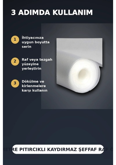 3 Metre Kalın Dokulu Şeffaf Raf Örtüsü, Kabarcıklı Tezgah Ve Dolap İçi Koruyucu Mat