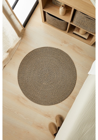 Ocean Home Textile Siyah Kırçıllı Jüt Halı Kilim 80 Cm Çap
