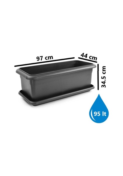 Omnipazar So-v693 Tabaklı Villa Bahçe Saksı Takımı 95 Lt Antrasit 3 Adet