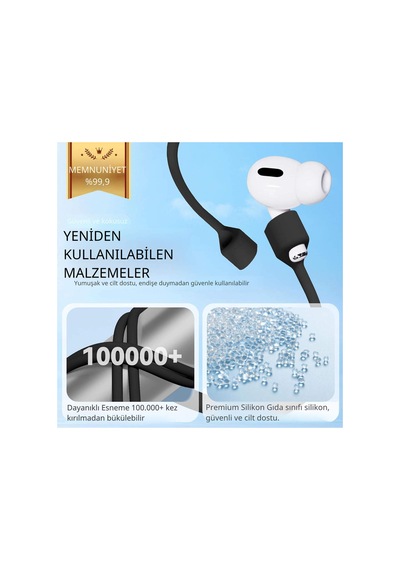 Manyetik Airpods Kaybolmaz Askı İpi Yumuşak Silikon, Güçlü Mıknatıs, Evrensel Uyum Siyah Diğer