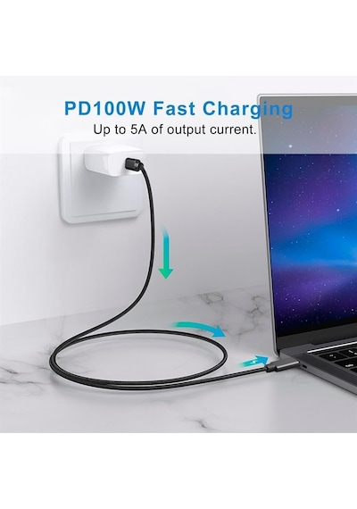 Force 100w Type-c To Type-c Usb 3.1 Gen2 10 Gbps 4k 60hz Hızlı Şarj Data Ve Görüntü Aktarım Kab Standart