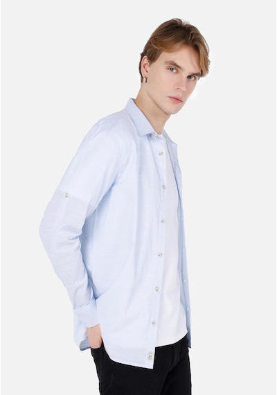 Colin's Colins Regular Fit Shirt Neck Düz Erkek Mavi Roll-up Gömlek Cl1058567 Q1.v1 Lbl Açik Mavi