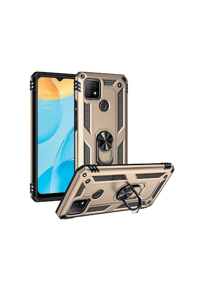 Oppo A15s Kılıf Sert Silikon Yüzüklü Stand Özellikli Kapak