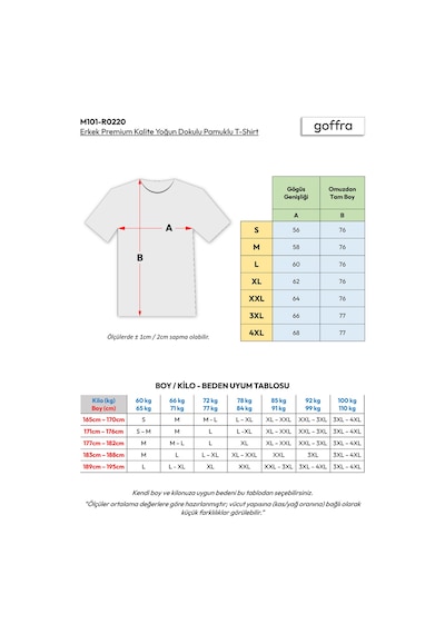 Goffra Erkek Premium Kalite Yoğun Dokulu Pamuklu T-shirt Pembe M101-r0220-06 Pembe