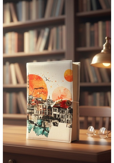 Kitap Kılıfı Ve Metal Ayraç Seti İstanbul Günbatımı