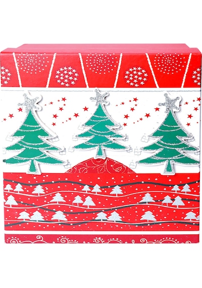 Yılbaşı Çam Ağacı Motifli Hediye Kutusu 17x8 Cm
