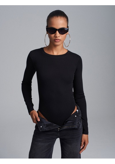 Dilvin 32695 Uzun Kollu Bodysuit-siyah Siyah