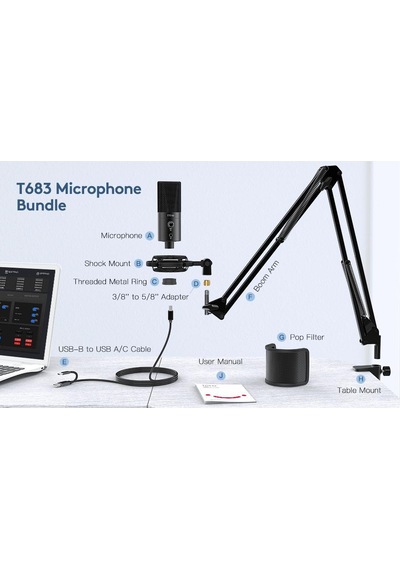 Fifine T683 Usb Condenser Mikrofon Kayıt Seti