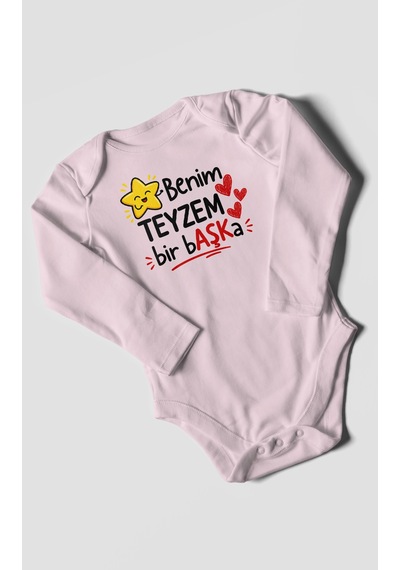 Morivokids Benim Teyzem Bir Başka Uzun Kollu Çıtçıtlı Bebek Body Bebe Pembe