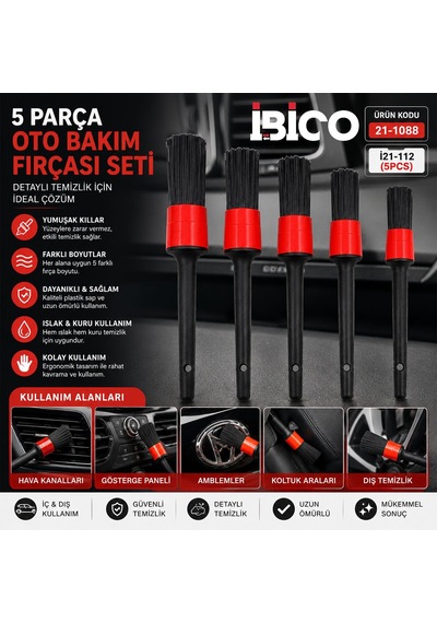 İbico İ21-112 Oto Bakım Fırçası 5 Parça- 10'li Paket Diğer