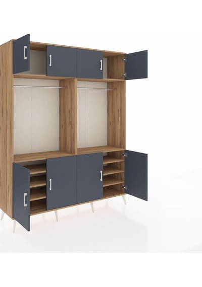 Hyperion Gardrop 10 Raflı 8 Kapaklı 2 Askılı 176x44x221 Çam-antrasit/çam Antrasit/çam Hyperion Gardrop 10 Raflı 8 Kapaklı 2 Askılı 176x44x221 Çam-antrasit/çam Antrasit/çam