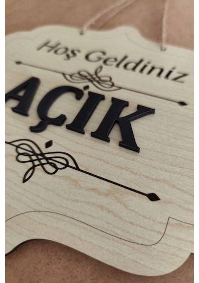 Ahşap Dekoratif Kesim Açık-kapalı Yazısı