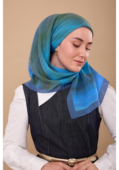 Silk Home Olinda İpek Eşarp 47005-02 İndigo,yeşil, Petrol Yeşili, Mavi