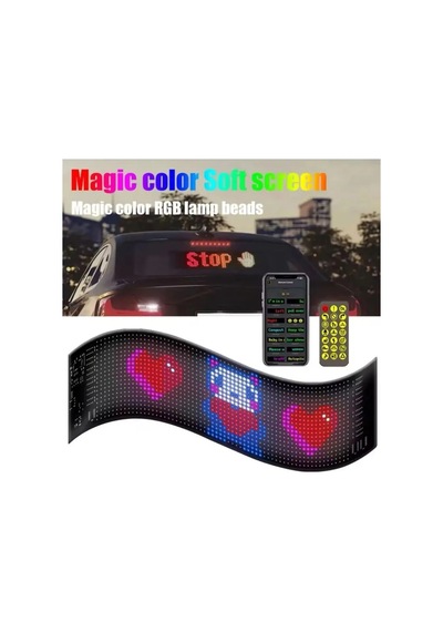 Jenerik Led Panel Cama Yapışan Telefon Kontrollü Led Ekran Panel 16 64 Led Sayısı Çok Renkli