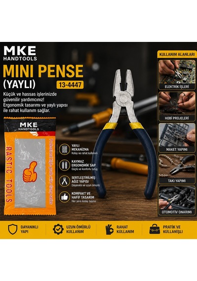 Mke Handtools Mini Pense 4.5 İnç 115 Mm - Çelik Yaylı- 10'li Paket