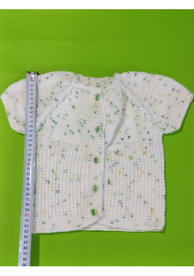 Tovyamade El Örgüsü Bebek Yeleği Beyaz-yeşil