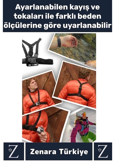 Tüm Modellerle Uyumlu Bisiklet Tırmanış Outdoor Ayarlanır Aksiyon Kamerası Göğüse Sabitleme Kemeri Çok Renkli