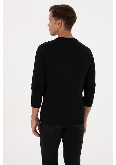 U.S. Polo Assn. Erkek Regular Fit Bisiklet Yaka Siyah İnce Sweatshirt 50315570-VR046