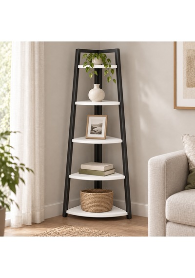 Evkolleksiyon 4 Raflı Metal Köşe Raf 170x80 Cm 40x20 Profil Beyaz