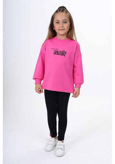 Toontoy Kids Toontoy Kız Çocuk 2'li Takım Baskılı Bisiklet Yaka Sweatshirt & Basic Düz Tayt Fuşya Toontoy Kids Toontoy Kız Çocuk 2'li Takım Baskılı Bisiklet Yaka Sweatshirt & Basic Düz Tayt Fuşya