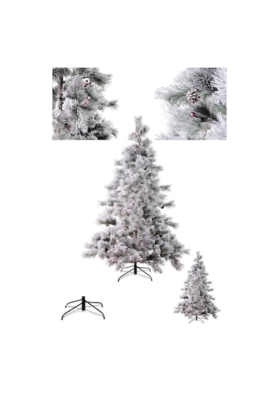 Karaca New Year Yılbaşı Karlı Kozalak ve Çiçekli Çam Ağacı 1030 Dal 210 cm