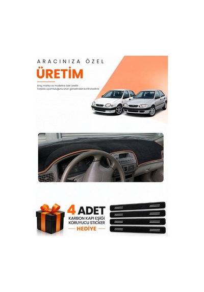 Toyota Corolla Terra E110 1997-2002 Uyumlu Torpido Koruma Örtüsü Oto Kılıfı - Siyah Kahverengi