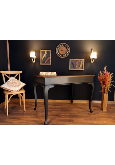 Wooding-Mobilya Wooding 100 Cm Masif Siyah Ceviz Yemek Masası