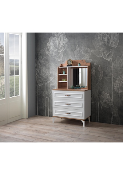 Trend Aynalı 3 Çekmeceli Şifonyer 80x45x151cm Çam