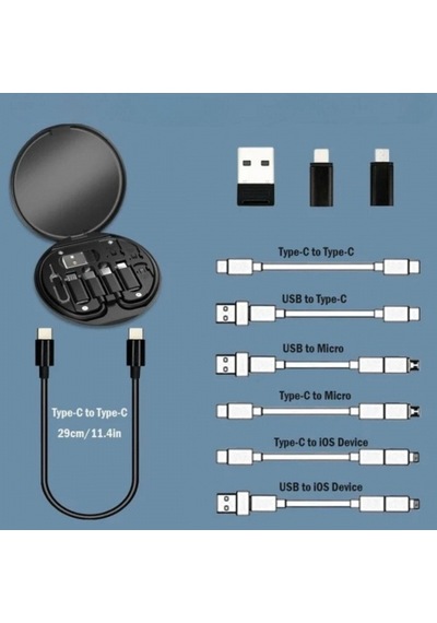 60w Destekli Kablo Kutusu Seyahat Kablo Seti 5&amp Apos İ 1 Arada Usb Type-c Şarj Kablosu Seti 5324