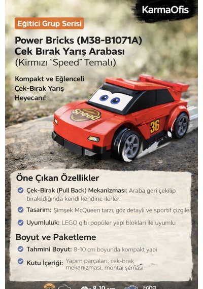 Power Bricks M38-b1071a 45 Parça Çek Bırak Yarış Arabası Kırmızı Speed Temalı Oyuncak Araba Power Bricks M38-b1071a 45 Parça Çek Bırak Yarış Arabası Kırmızı Speed Temalı Oyuncak Araba
