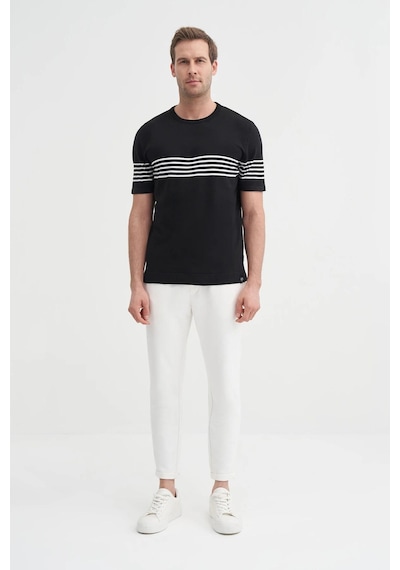 Cazador 3040 Erkek Bisiklet Yaka Triko T-shirt Siyah
