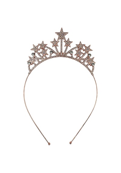 Taç Metal Taşlı Yıldızlı Rose Gold Doğum Günü Tacı Kadın Kız Çocuk Parti Aksesuarı