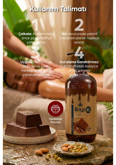 Yenilebilir Masaj Yağı 2 Li Set 250 Ml X 2 Çikolata Aromalı, Su Bazlı, Büyük Boy - 502108752