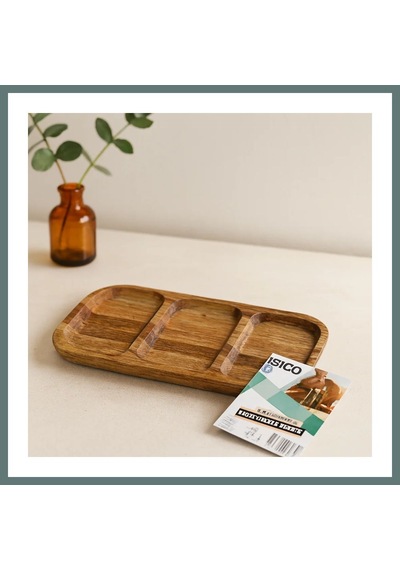 Ventra Akasya 3 Bölmeli Ahşap Servis Tepsisi 25x14 Cm Ventra
