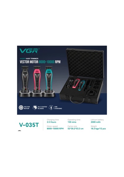 V-035c V-035t V-308 Saç Sakal Tıraş Makinesi Seti 3'lü - Taşıma Çantalı - Profesyonel Set